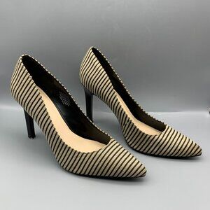 Nine West Women's size 9M Black & Tan Striped 4" Heel Shoes